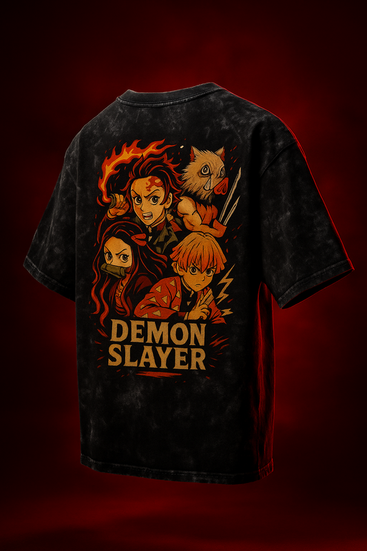 Demon Slayer Acid Washed Oversized Tee